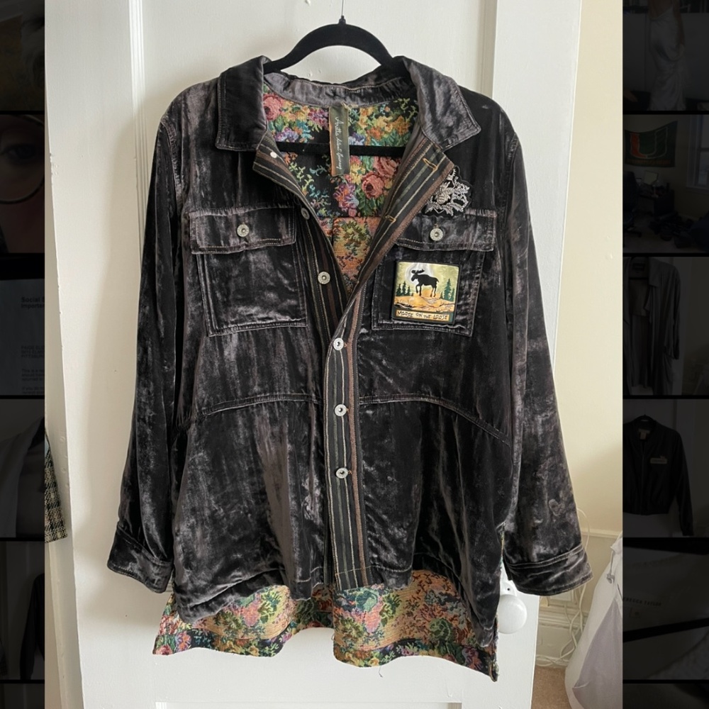 Purple crushed velvet shirt
